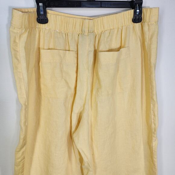 Chicos Womens Saba Capri Pants 1.5 Medium 10 Yellow 100% Linen Pockets Pull On - Picture 5 of 9